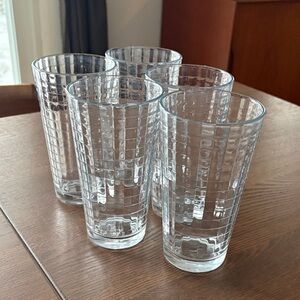 LIBBEY - Vintage Optic Square Highball Iced Tea Glasses - Set of 5